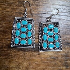 Studded Silver Turquoise Earrings